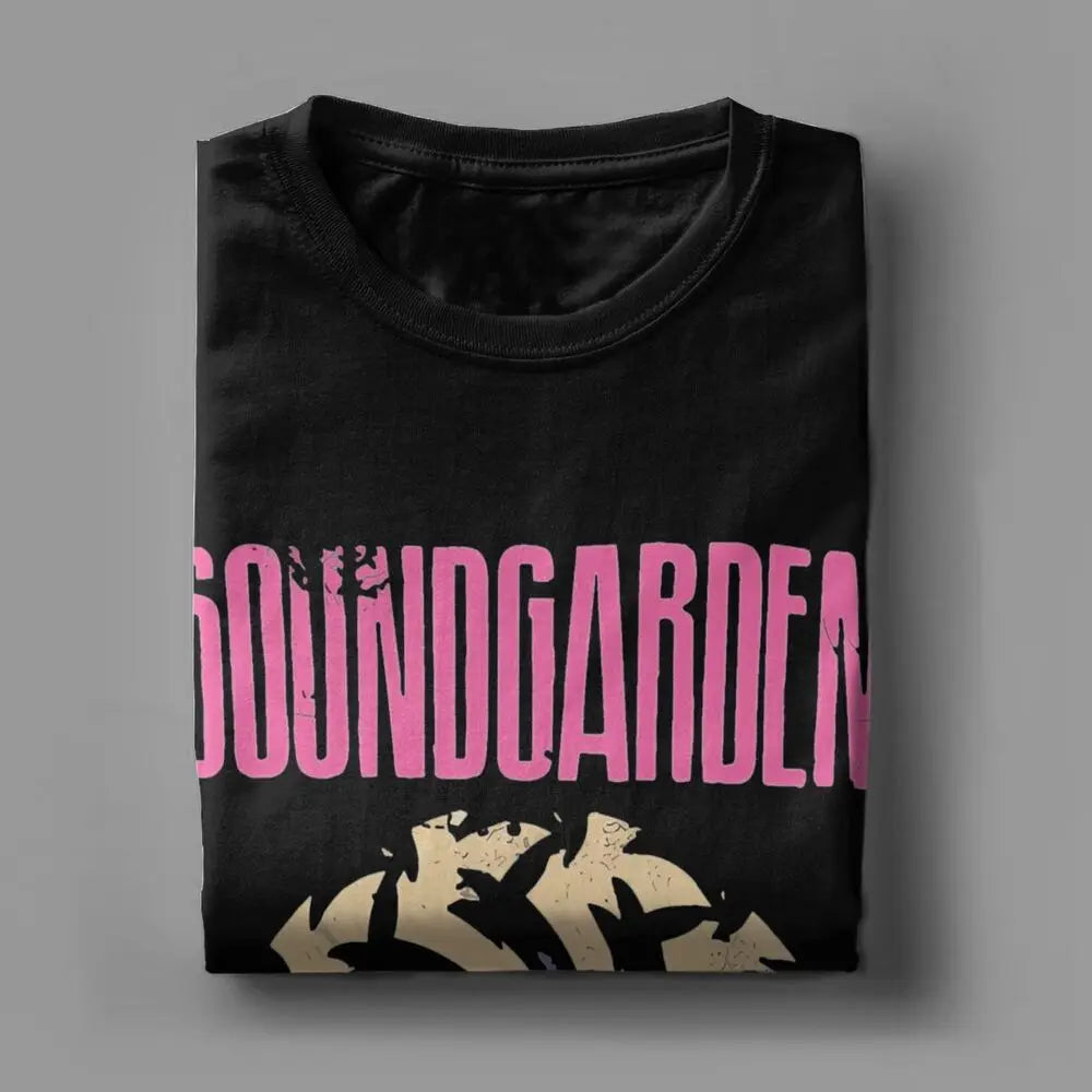 Soundgardens Band T Shirts for Men 100% Cotton Vintage T-Shirts Round Collar Tees Short Sleeve Clothes 6XL